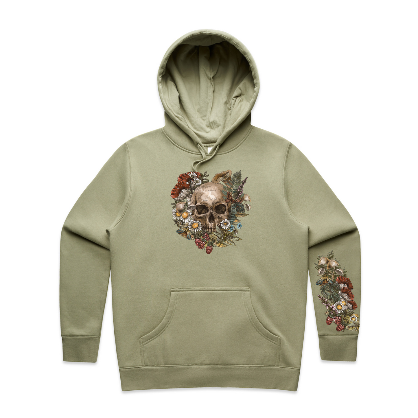 Womens Wild Flora Skull Hoodie