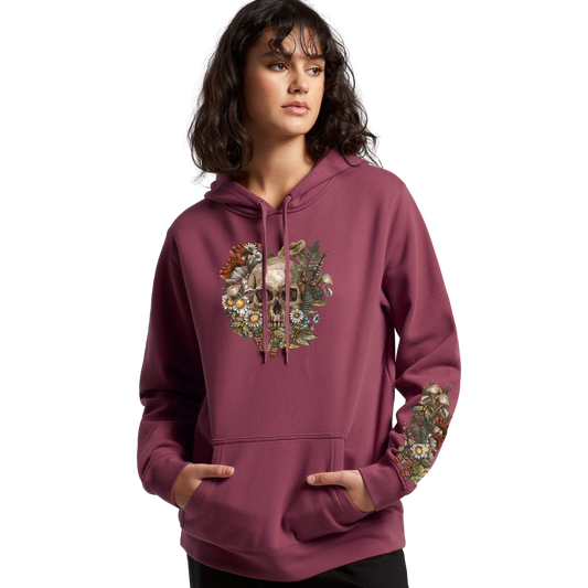 Womens Wild Flora Skull Hoodie